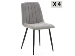 Pack 4 Chaises Sagi Recouvertes De Tissu Gris