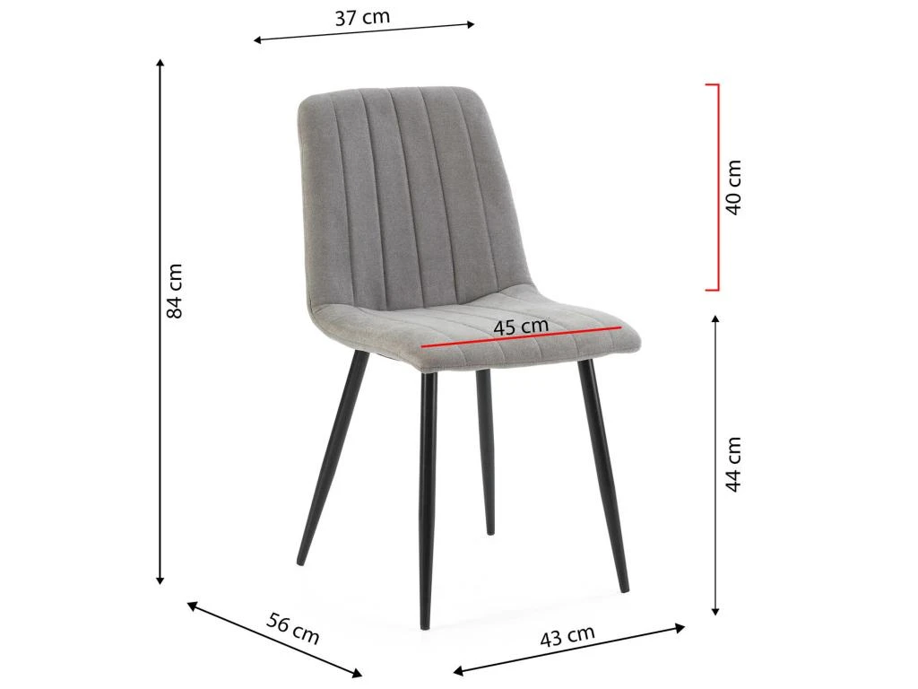 Pack 4 Chaises Sagi Recouvertes De Tissu Gris 7 Pack 4 Chaises Sagi Recouvertes De Tissu Gris – Image 5