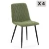 Pack 4 Chaises Abril Recouvertes De Tissu Vert -Mobilia Boutique chaise 10558543