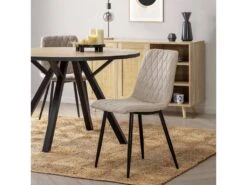 Pack 4 Chaises Abril Recouvertes De Tissu Beige -Mobilia Boutique chaise 10558571