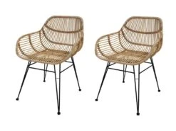 LOT 2 Chaises En Rotin Pieds Métal Noir - IBIZA -Mobilia Boutique chaise 10567689