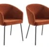 Lot De 2 Chaises Avec Accoudoirs En Tissu Et Métal - Terracotta - MORONI De Pascal MORABITO -Mobilia Boutique chaise 10569829