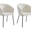 Lot De 2 Chaises Avec Accoudoirs En Velours Côtelé Et Métal - Crème - MORONI De Pascal MORABITO -Mobilia Boutique chaise 10585987