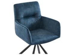 Chaise Pivotante Avec Accoudoirs En Velours Et Métal - Bleu - GOZIA De Pascal MORABITO -Mobilia Boutique chaise 10668467