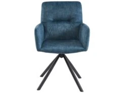 Chaise Pivotante Avec Accoudoirs En Velours Et Métal - Bleu - GOZIA De Pascal MORABITO -Mobilia Boutique chaise 10668487