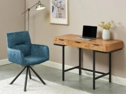 Chaise Pivotante Avec Accoudoirs En Velours Et Métal - Bleu - GOZIA De Pascal MORABITO -Mobilia Boutique chaise 10668489