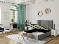 Lot De 2 Chaises Avec Accoudoirs - Velours Et Métal Effet Bois - Gris - ELEANA -Mobilia Boutique chaise 10671835