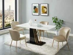 Lot De 6 Chaises En Velours Et Métal Doré - Beige - POLPONA De Pascal MORABITO -Mobilia Boutique chaise 10763937