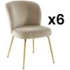Lot De 6 Chaises En Velours Et Métal Doré - Beige - POLPONA De Pascal MORABITO -Mobilia Boutique chaise 10763947
