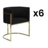 Lot De 6 Chaises Avec Accoudoirs - Velours Et Acier Inoxydable - Noir Et Doré - PERIA De Pascal MORABITO -Mobilia Boutique chaise 10779025