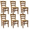 SUZY - Lot De 6 Chaises Teinté Chêne Et Assises En Paille -Mobilia Boutique chaise 10781627
