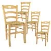 SUZY - Lot De 4 Chaises Naturelles Et Assises En Paille -Mobilia Boutique chaise 10781637