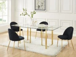 Lot De 2 Chaises - Velours Et Métal Doré - Noir - MELBOURNE -Mobilia Boutique chaise 10837435