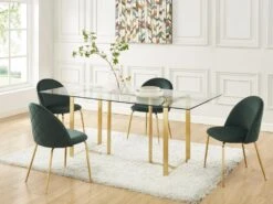 Lot De 2 Chaises - Velours Et Métal Doré - Vert - MELBOURNE -Mobilia Boutique chaise 10837845