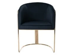 Lot De 6 Chaises Avec Accoudoirs En Velours Et Métal - Noir Et Doré - JOSETHE De Pascal MORABITO -Mobilia Boutique chaise 10856077