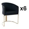Lot De 6 Chaises Avec Accoudoirs En Velours Et Métal - Noir Et Doré - JOSETHE De Pascal MORABITO -Mobilia Boutique chaise 10856093