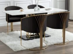 Chaise Avec Accoudoirs En Velours Et Métal - Noir Et Doré - JOSETHE De Pascal MORABITO -Mobilia Boutique chaise 10874175