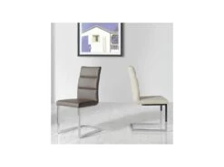 Quatuor De Chaises Eco-cuir Beige - LONI -Mobilia Boutique chaise 11135987