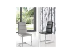 Quatuor De Chaises Eco-cuir Noir - LONI -Mobilia Boutique chaise 11136715