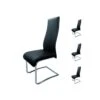 Quatuor De Chaises Simili Cuir Noir - ROME 2 Quatuor De Chaises Simili Cuir Noir - ROME -Mobilia Boutique chaise 11141839