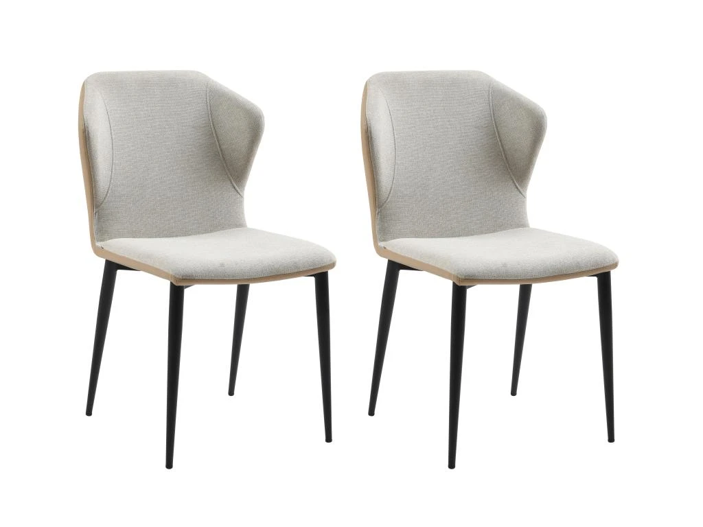 Lot De 2 Chaises En Tissu, Simili Et Métal - Gris Clair Et Beige - KIDANA De Pascal MORABITO 3 Lot De 2 Chaises En Tissu, Simili Et Métal - Gris Clair Et Beige - KIDANA De Pascal MORABITO
