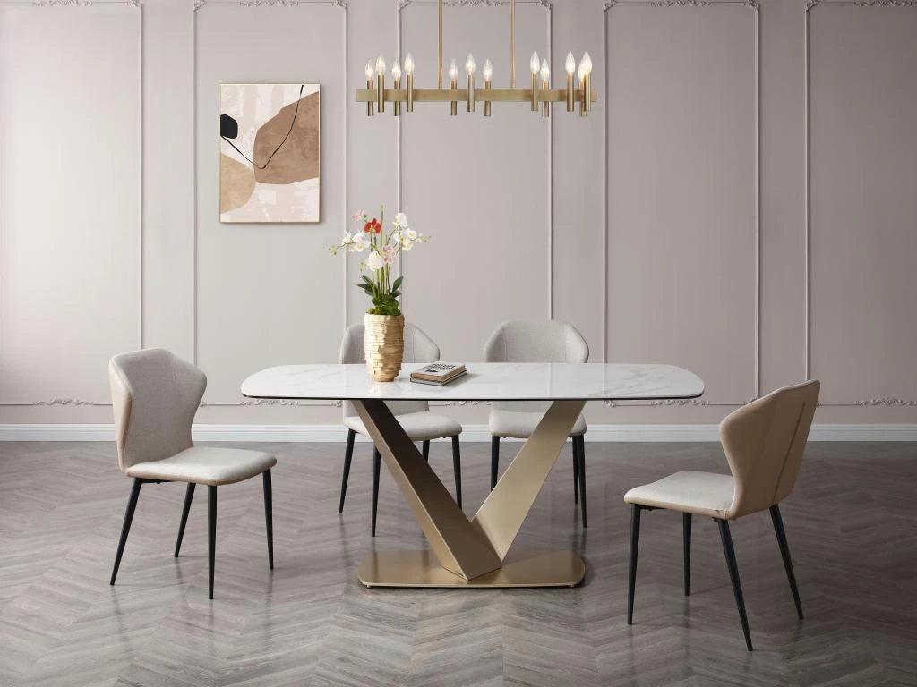 Lot De 2 Chaises En Tissu, Simili Et Métal - Gris Clair Et Beige - KIDANA De Pascal MORABITO 4 Lot De 2 Chaises En Tissu, Simili Et Métal - Gris Clair Et Beige - KIDANA De Pascal MORABITO – Image 2