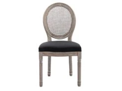Lot De 2 Chaises - Cannage, Tissu Et Bois D'hévéa - Noir - ANTOINETTE 13 Lot De 2 Chaises - Cannage, Tissu Et Bois D'hévéa - Noir - ANTOINETTE -Mobilia Boutique chaise 11208491