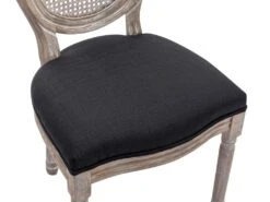 Lot De 2 Chaises - Cannage, Tissu Et Bois D'hévéa - Noir - ANTOINETTE 17 Lot De 2 Chaises - Cannage, Tissu Et Bois D'hévéa - Noir - ANTOINETTE -Mobilia Boutique chaise 11208503