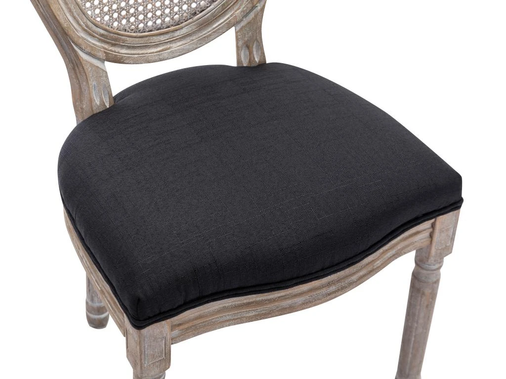 Lot De 2 Chaises - Cannage, Tissu Et Bois D'hévéa - Noir - ANTOINETTE 9 Lot De 2 Chaises - Cannage, Tissu Et Bois D'hévéa - Noir - ANTOINETTE – Image 7