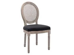 Lot De 2 Chaises - Cannage, Tissu Et Bois D'hévéa - Noir - ANTOINETTE 14 Lot De 2 Chaises - Cannage, Tissu Et Bois D'hévéa - Noir - ANTOINETTE -Mobilia Boutique chaise 11208507