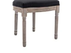 Lot De 6 Chaises - Cannage, Tissu Et Bois D'hévéa - Noir - ANTOINETTE -Mobilia Boutique chaise 11209451