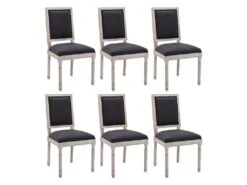 Lot De 6 Chaises En Tissu Et Bois D'hévéa - Noir - AMBOISETTE -Mobilia Boutique chaise 11209881
