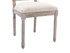 Lot De 6 Chaises En Tissu Et Bois D'hévéa - Beige - AMBOISETTE -Mobilia Boutique chaise 11210443