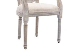 Lot De 6 Chaises Avec Accoudoirs - Cannage, Tissu Et Bois D'hévéa - Beige - ANTOINETTE -Mobilia Boutique chaise 11210617