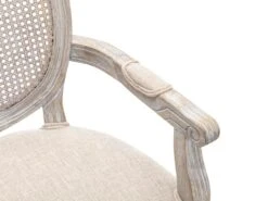 Lot De 6 Chaises Avec Accoudoirs - Cannage, Tissu Et Bois D'hévéa - Beige - ANTOINETTE -Mobilia Boutique chaise 11210619