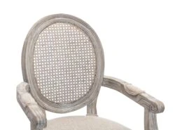 Lot De 6 Chaises Avec Accoudoirs - Cannage, Tissu Et Bois D'hévéa - Beige - ANTOINETTE -Mobilia Boutique chaise 11210621