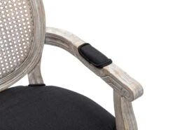 Lot De 2 Chaises Avec Accoudoirs - Cannage, Tissu Et Bois D'hévéa - Noir - ANTOINETTE -Mobilia Boutique chaise 11210643