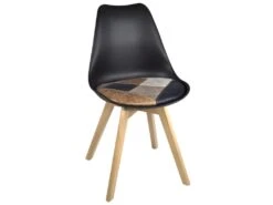 Lot 2 Chaises Scandinaves Coussin Patchwork LAO (Marron) -Mobilia Boutique chaise 11225989