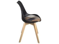 Lot 2 Chaises Scandinaves Coussin Patchwork LAO (Marron) -Mobilia Boutique chaise 11225991