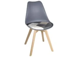 Lot 2 Chaises Scandinaves Coussin Patchwork LAO (Gris Bleu) -Mobilia Boutique chaise 11226079