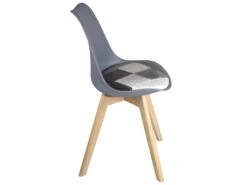 Lot 2 Chaises Scandinaves Coussin Patchwork LAO (Gris Bleu) -Mobilia Boutique chaise 11226081