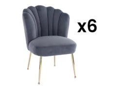 Lot De 6 Chaises En Velours Et Acier Doré - Anthracite - RUTY De Pascal MORABITO