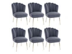 Lot De 6 Chaises En Velours Et Acier Doré - Anthracite - RUTY De Pascal MORABITO -Mobilia Boutique chaise 11259091