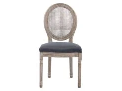 Lot De 2 Chaises - Cannage, Velours Et Bois D'hévéa - Gris - ANTOINETTE 13 Lot De 2 Chaises - Cannage, Velours Et Bois D'hévéa - Gris - ANTOINETTE -Mobilia Boutique chaise 11310893