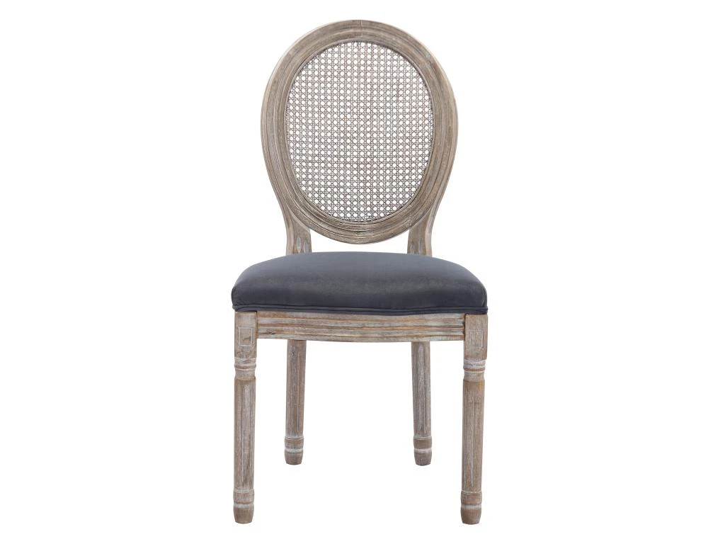Lot De 2 Chaises - Cannage, Velours Et Bois D'hévéa - Gris - ANTOINETTE 5 Lot De 2 Chaises - Cannage, Velours Et Bois D'hévéa - Gris - ANTOINETTE – Image 3