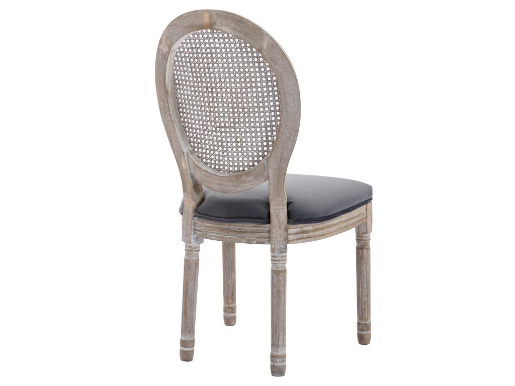 Lot De 2 Chaises - Cannage, Velours Et Bois D'hévéa - Gris - ANTOINETTE 7 Lot De 2 Chaises - Cannage, Velours Et Bois D'hévéa - Gris - ANTOINETTE – Image 5