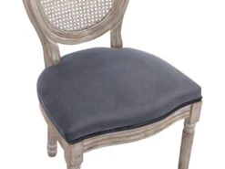 Lot De 2 Chaises - Cannage, Velours Et Bois D'hévéa - Gris - ANTOINETTE 17 Lot De 2 Chaises - Cannage, Velours Et Bois D'hévéa - Gris - ANTOINETTE -Mobilia Boutique chaise 11310905