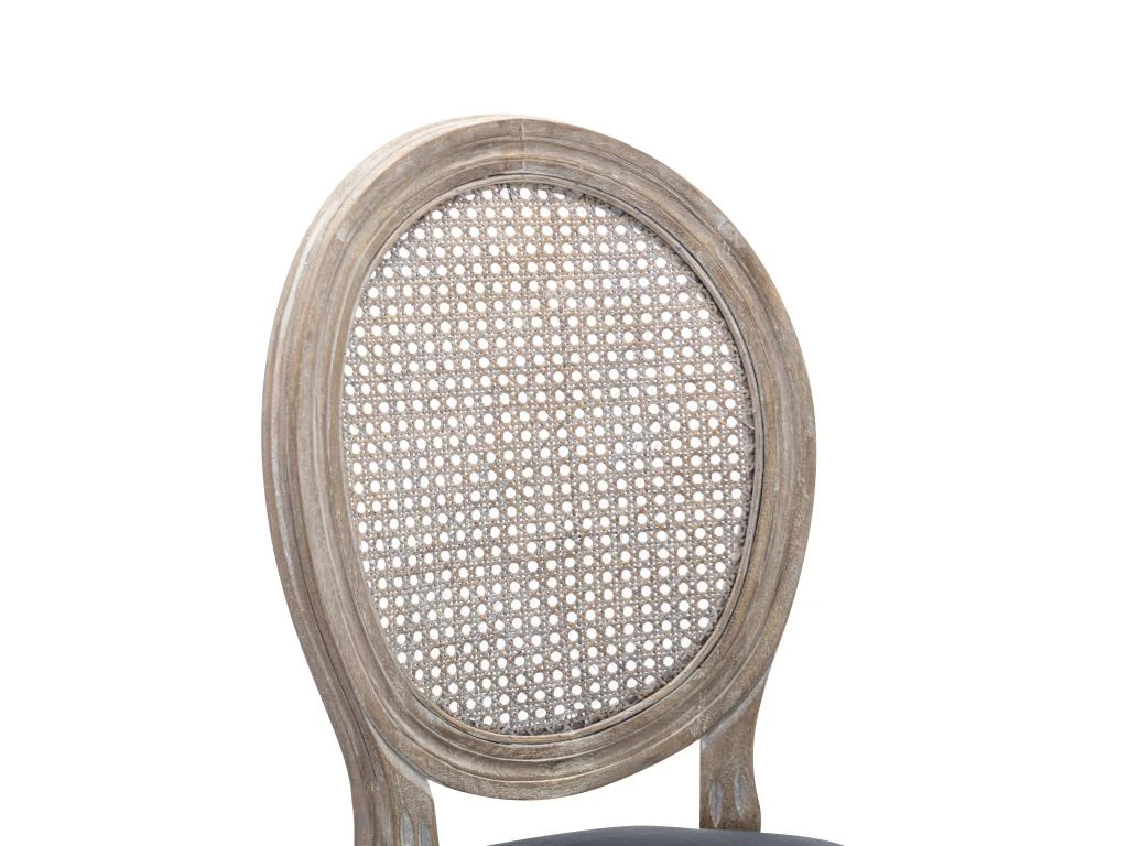 Lot De 2 Chaises - Cannage, Velours Et Bois D'hévéa - Gris - ANTOINETTE 8 Lot De 2 Chaises - Cannage, Velours Et Bois D'hévéa - Gris - ANTOINETTE – Image 6