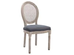 Lot De 2 Chaises - Cannage, Velours Et Bois D'hévéa - Gris - ANTOINETTE 14 Lot De 2 Chaises - Cannage, Velours Et Bois D'hévéa - Gris - ANTOINETTE -Mobilia Boutique chaise 11310909