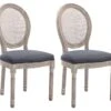 Lot De 2 Chaises - Cannage, Velours Et Bois D'hévéa - Gris - ANTOINETTE -Mobilia Boutique chaise 11310911